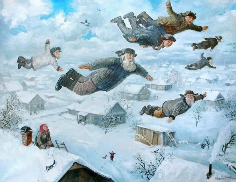 En invierno, especialmente quiero volar artist artista Leonid Baranov