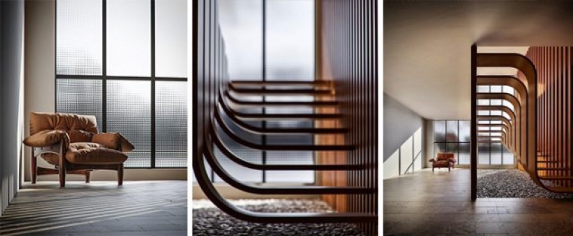 Esta escalera minimalista se asemeja a un hilo de ADN