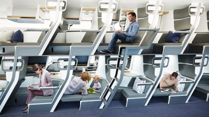 Este nuevo diseño de asiento de avión permite a los pasajeros económicos acostarse