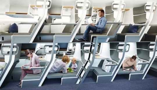 Este nuevo diseño de asiento de avión permite a los pasajeros económicos acostarse