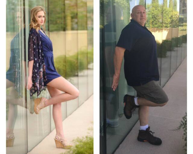Estos son los genes: un padre ingenioso parodió la glamorosa sesión de fotos de su hija