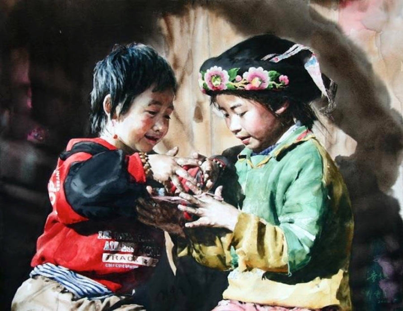 Fabuloso Tíbet en acuarelas realistas por Liu Yunshen