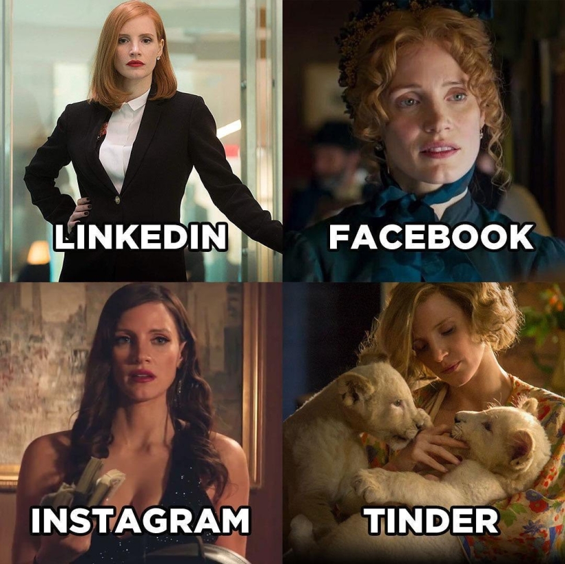 Facebook Instagram and Tinder: How people look on different social networks: everyone compares their photos on LinkedIn, Facebook, Instagram and Tinder