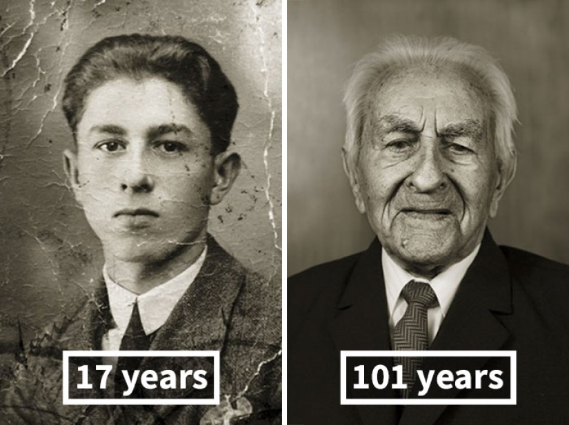"Faces of the Century": centenarians in their youth and now