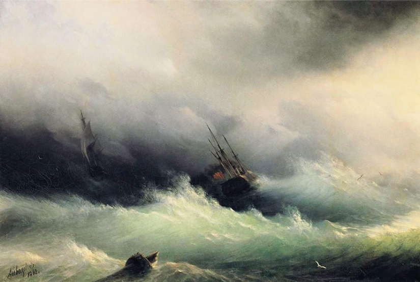 Fantastic luminous waves from a Russian marine artist of the XIX century