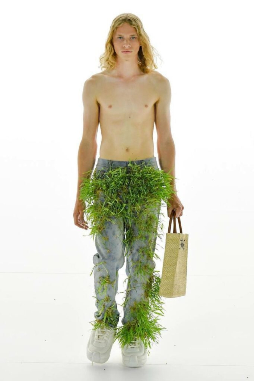 Fashion brand Loewe presented clothes covered with moss and grass