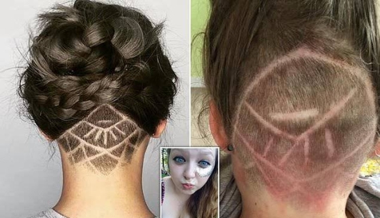 Find a million differences: a British woman decided to make a stylish haircut, and eventually got a doodle on the back of her head