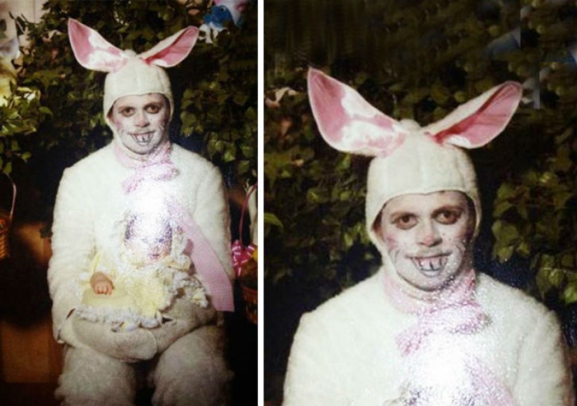 Fotos de niños viejos con conejitos de Pascua que ponen los pelos de punta