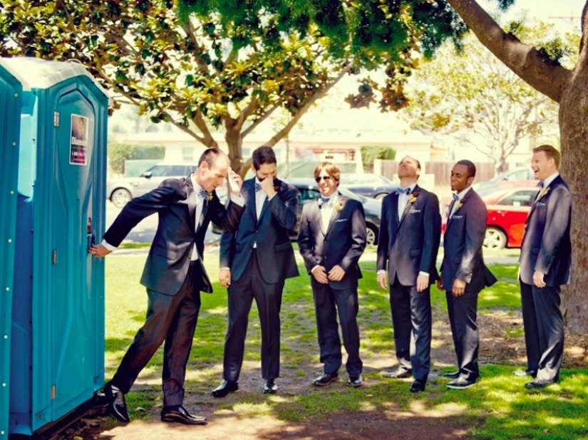 Funny wedding pictures with the participation of the groom's friends