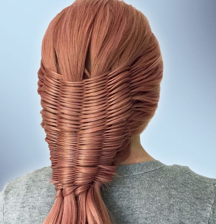 German girl creates mesmerizing hairstyles similar to crochet patterns