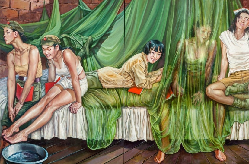 Girls in the army: sexual painting of Hu Ming