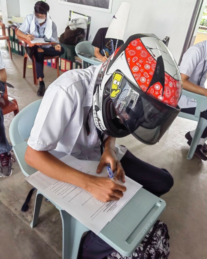 "Hats against cheating" Filipino students have conquered the Internet