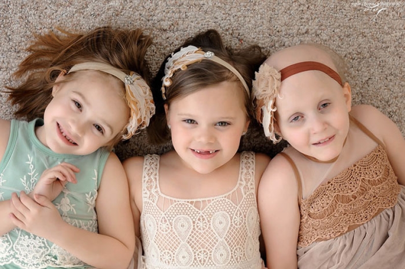 Having defeated cancer, the girls repeated the photo shoot taken at the beginning of the journey