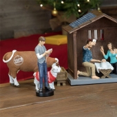 Hipster Christmas nativity scene is, firstly, ironic