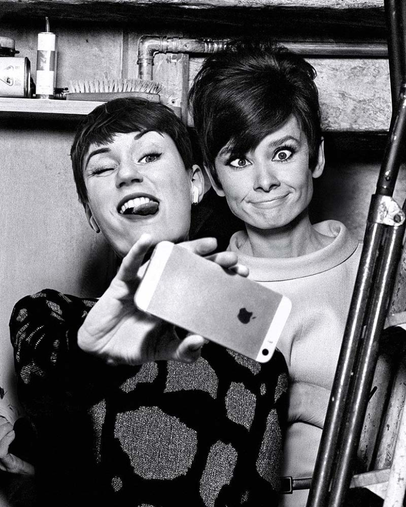 Húngaro fotógrafo flora Borsi y su selfie con las estrellas del pasado