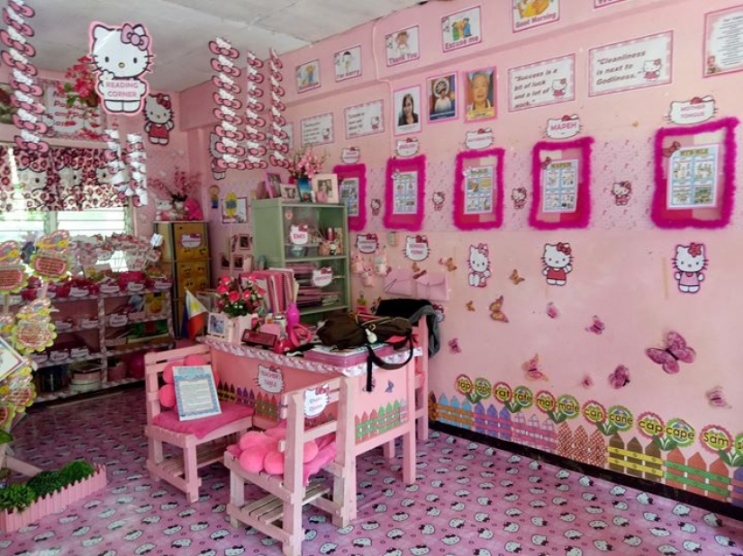 How do you like this, Snezhanna Denisovna?! Filipino teacher turned the classroom into a pink Hello Kitty paradise at her own expense