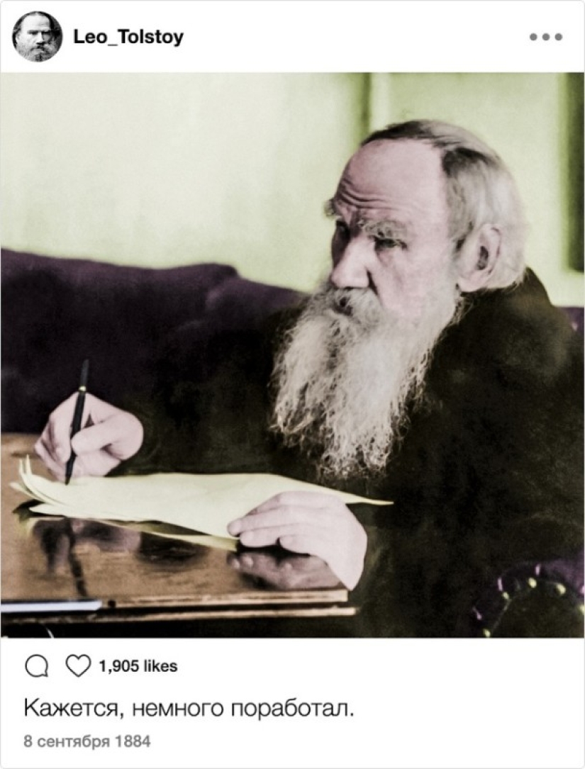 How would it look on the accounts of Tolstoy, Chekhov and other writers, if they had Instagram