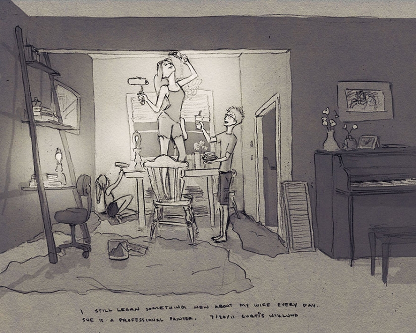 Husband created 365 drawings about every day spent with his beloved wife