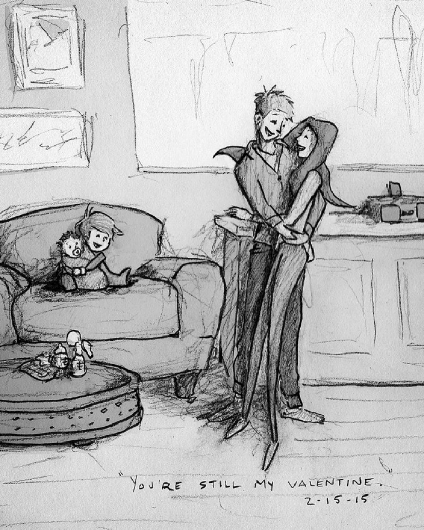 Husband created 365 drawings about every day spent with his beloved wife