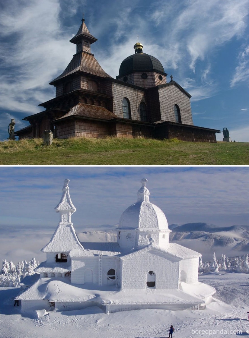 Imágenes mágicas de lugares pintorescos antes y durante el invierno