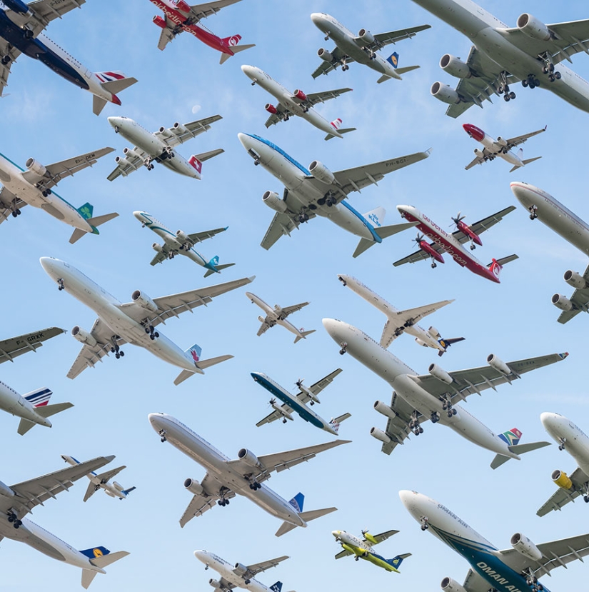 Impresionantes imágenes del tráfico aéreo de diferentes aeropuertos de todo el mundo.
