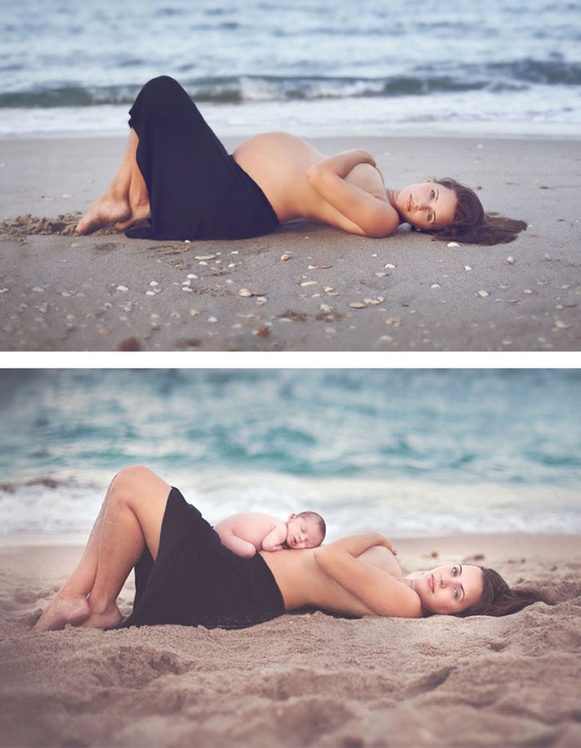In an interesting position and after: original photos of pregnant women and those who have already given birth