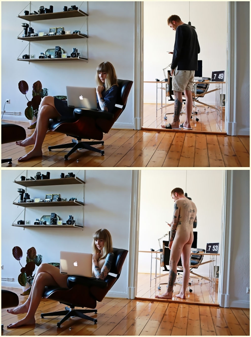 In clothes and without: a photographer from Germany undresses models in their usual environment