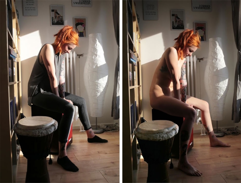 In clothes and without: a photographer from Germany undresses models in their usual environment