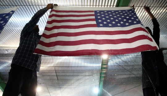 In Iran, the factory makes flags of the United States and Israel, so that they can be burned demonstratively later