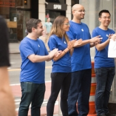 In New York, they put up a fake Apple Store, and a queue for iPhones lined up for it
