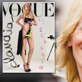 In the same place, at the same hour: Claudia Schiffer starred nude for Vogue magazine, as 25 years ago