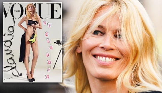 In the same place, at the same hour: Claudia Schiffer starred nude for Vogue magazine, as 25 years ago