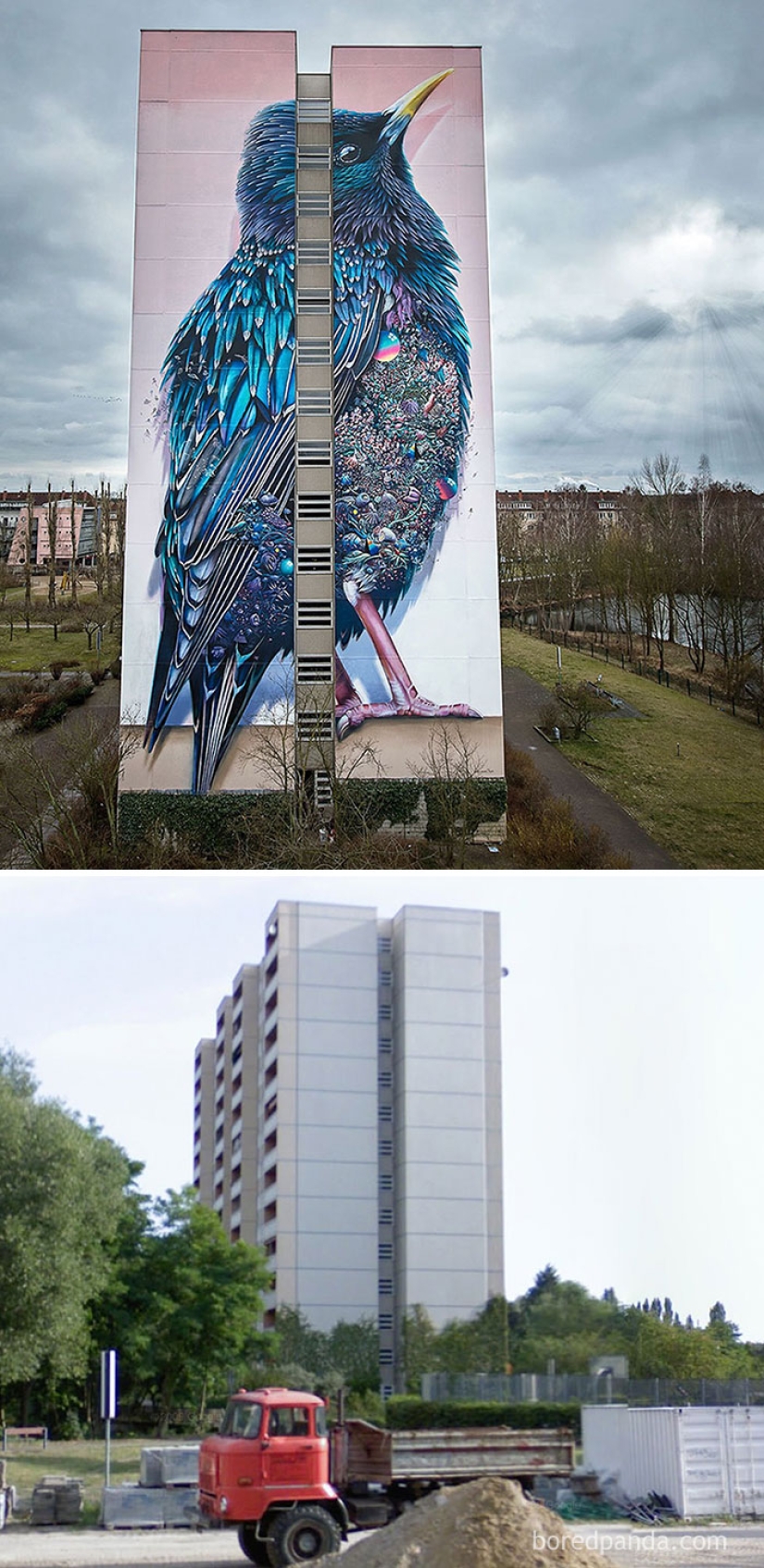Incredible street art. Before and afterIncredible street art. Before and after