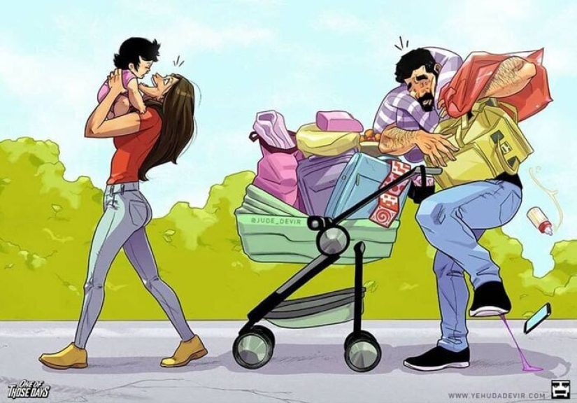 Joys and difficulties of parenthood: an artist from Israel draws comics about his wife and daughter