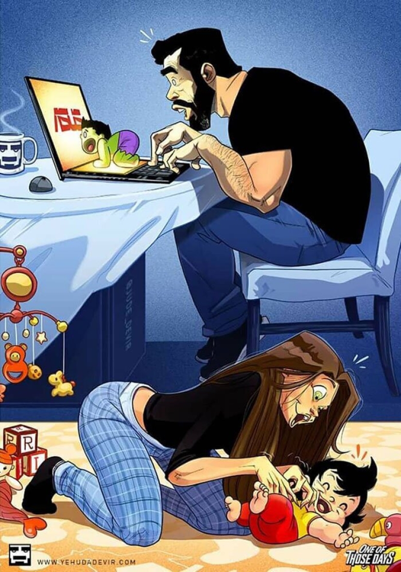 Joys and difficulties of parenthood: an artist from Israel draws comics about his wife and daughter