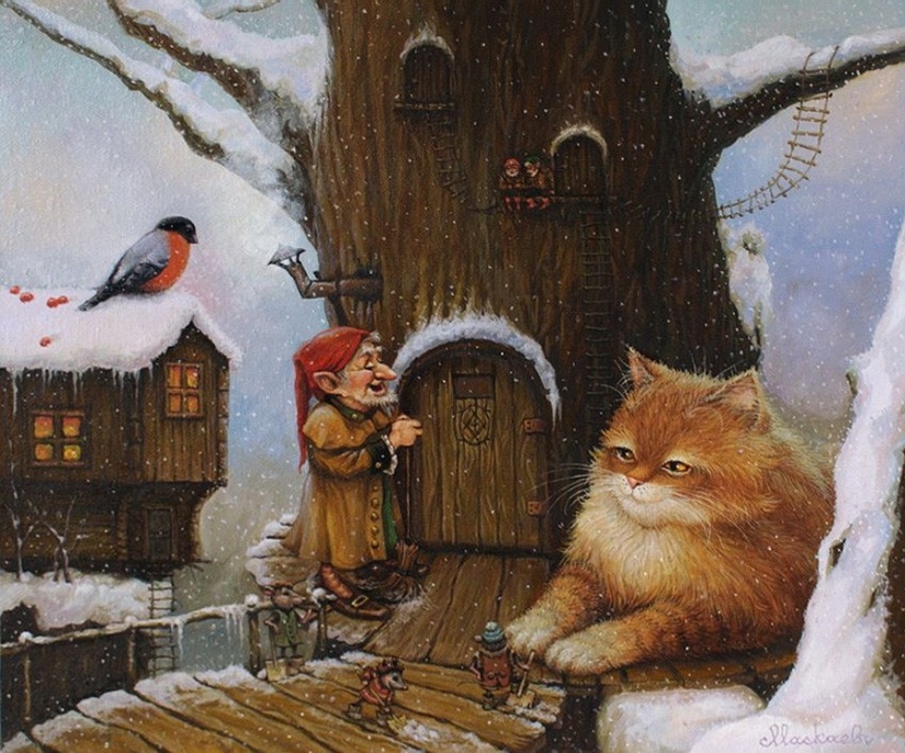 Kind cat tales by the artist Alexander Maskaev
