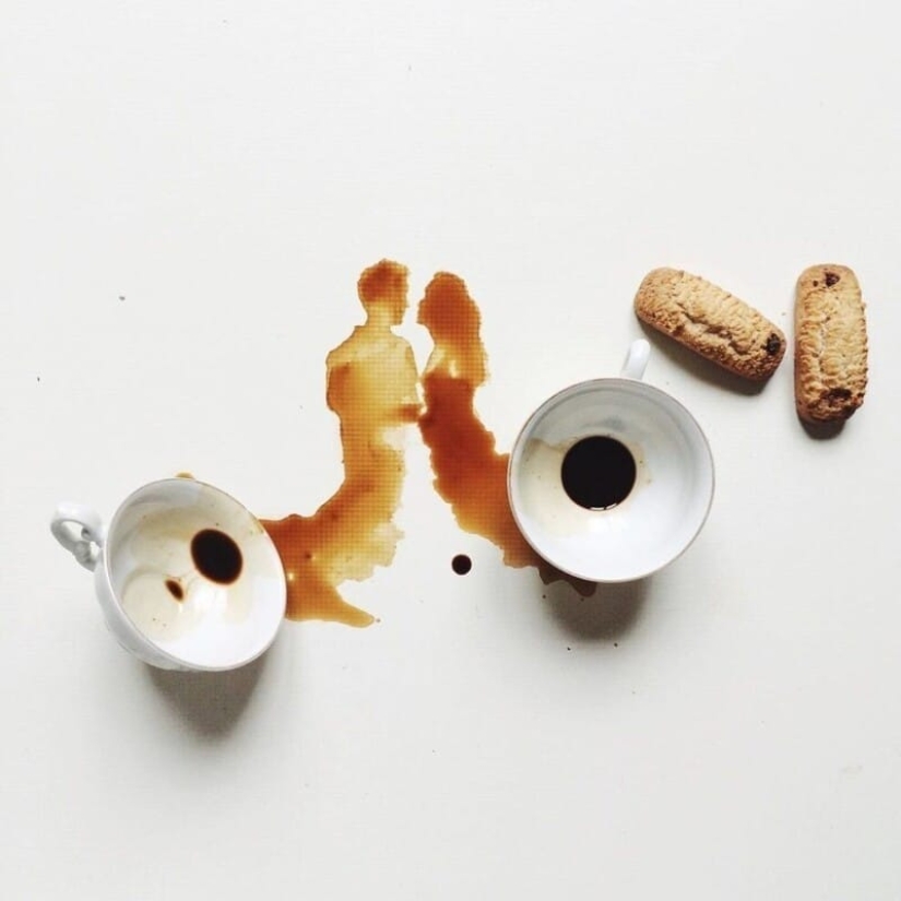 La artista italiana Giulia Bernardelli convirtió el café derramado en arte