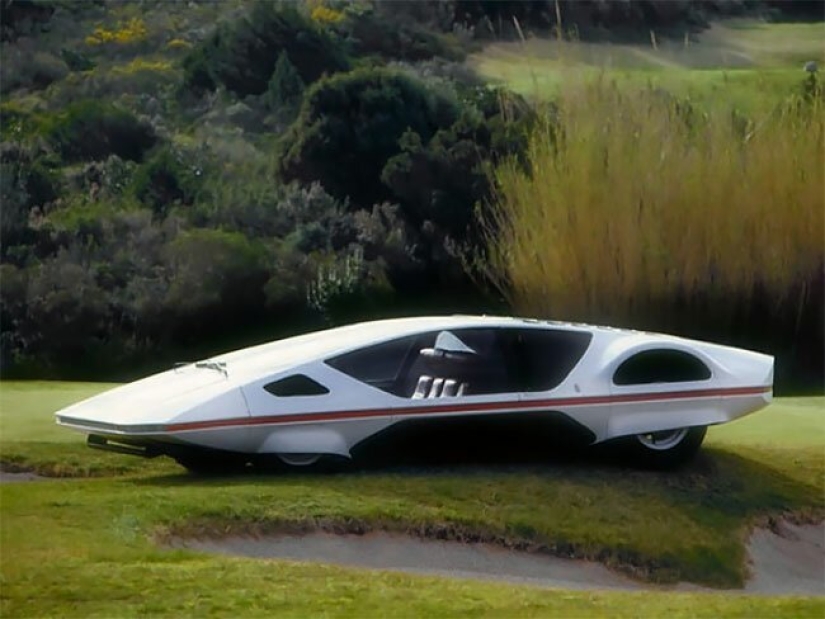 La elegancia de retro-futurismo: italiano coche del futuro en 1970
