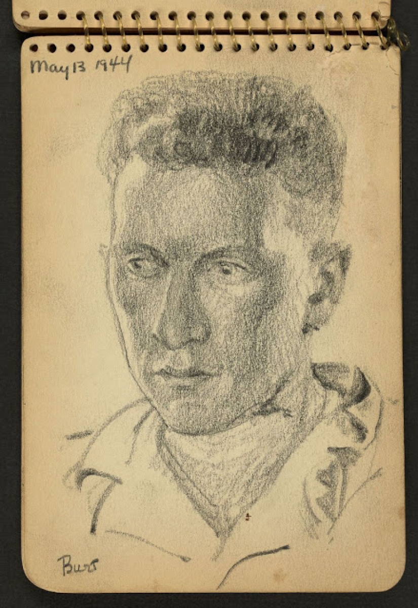 La Segunda Guerra Mundial en los dibujos de un soldado de 21 años hechos en 1944