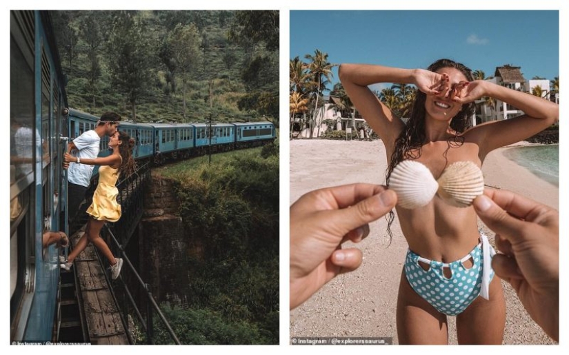 La vida es para gustos: un par de bloggers de viajes casi se caen del tren al abismo, tomando una foto emocionante