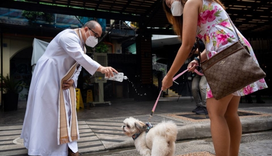 Las bodas de mascotas destacan la ceremonia de bendición de los animales en Filipinas