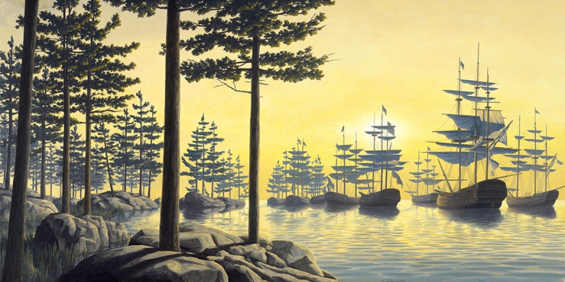 Las pinturas del artista canadiense cambian dependiendo del ángulo