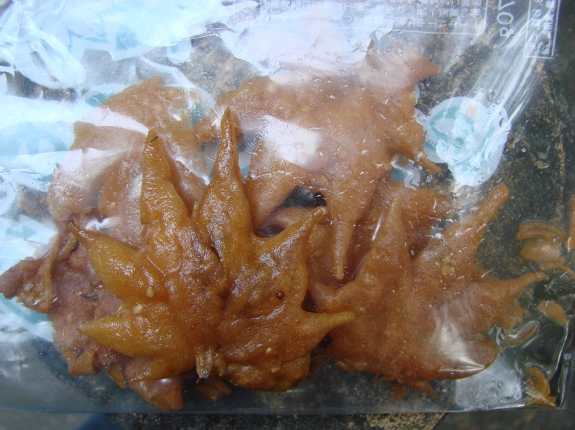 Leaves of maple in a deep fryer