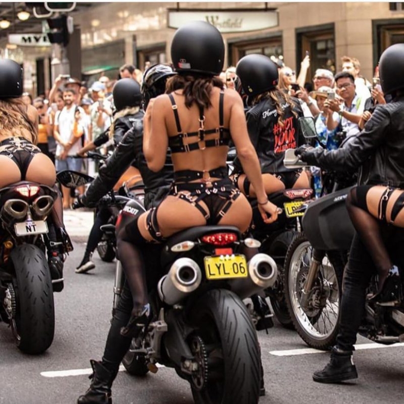 Libertad de estereotipos: bellezas desnudas calientes montaron alrededor de Sydney en bicicletas