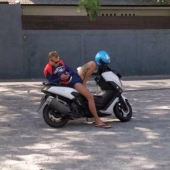 Look again — there is no girl on a motorcycle, no!