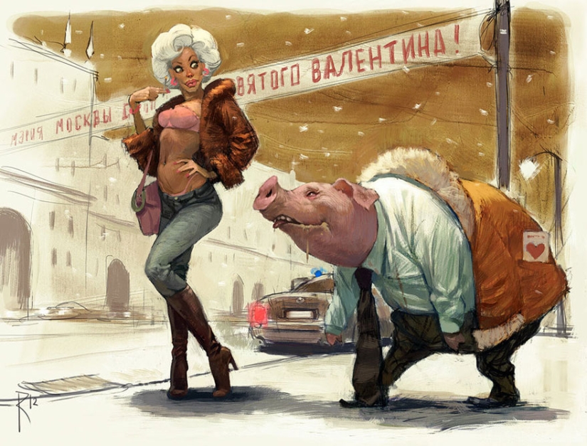 Los dibujos no infantiles de este artista ruso son muy ambiguos