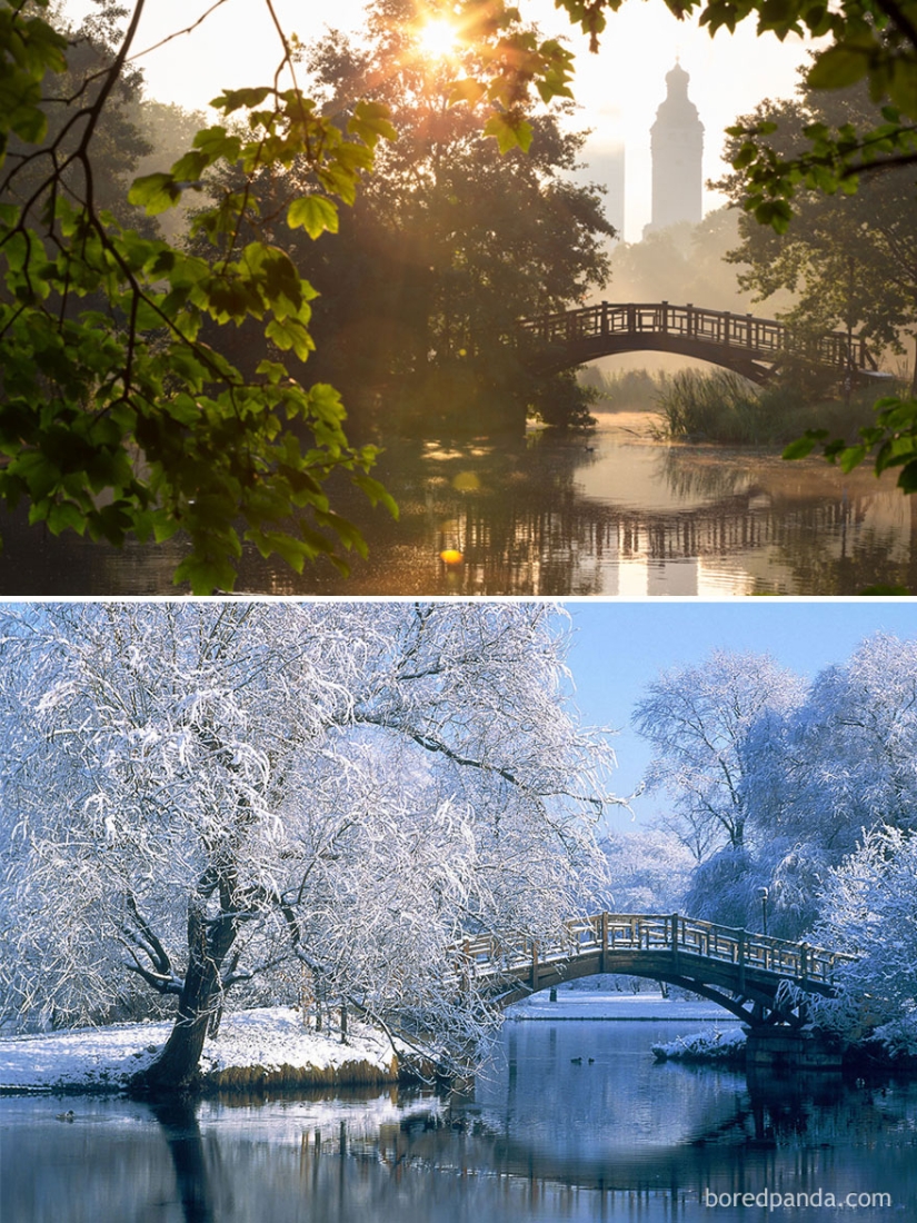 Magical pictures of picturesque places before and during winter