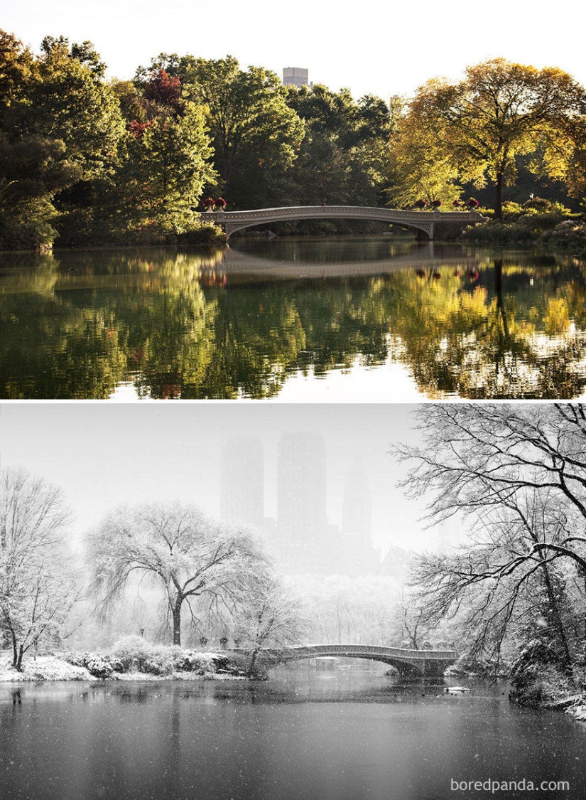 Magical pictures of picturesque places before and during winter