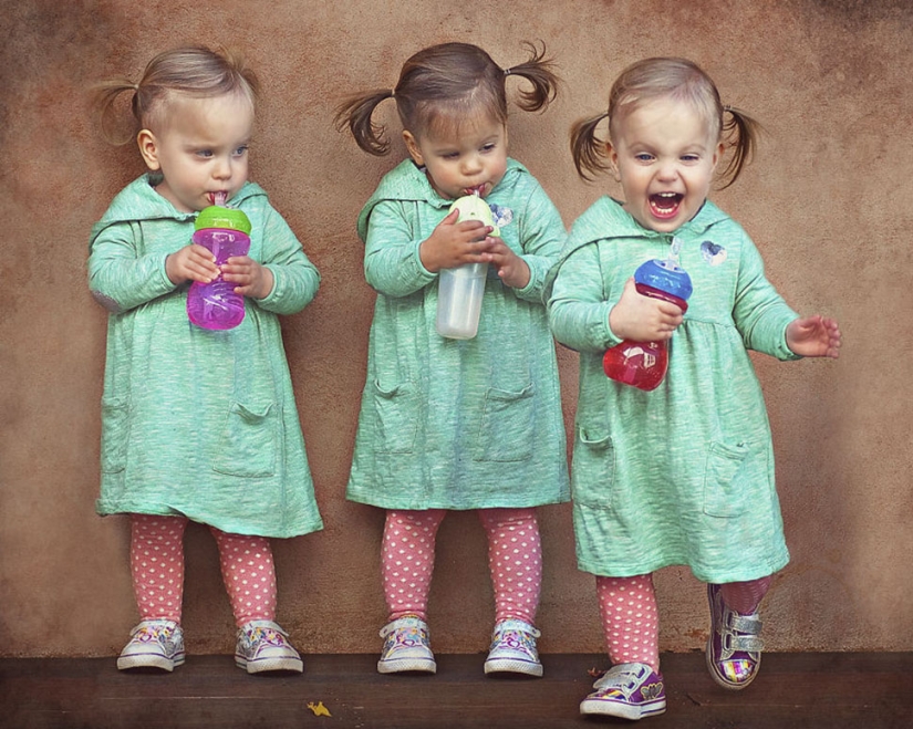 Mamá toma fotos de sus hijas trillizas mientras crecen, y es adorable