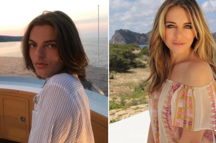 Mama's boy: Damian Hurley looks like his mother in a new photo shoot